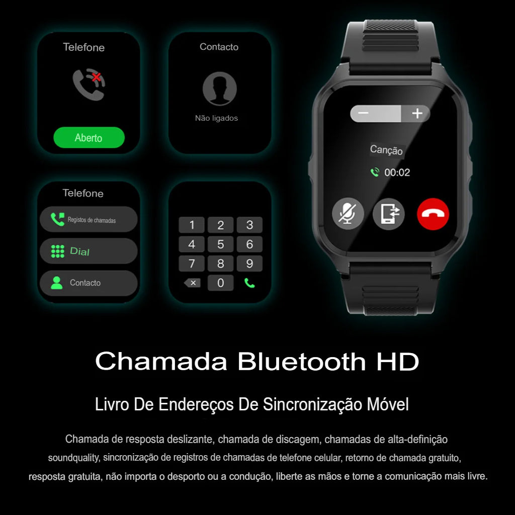 Smartwatch Militar Chamada bluetooth, 3ATM