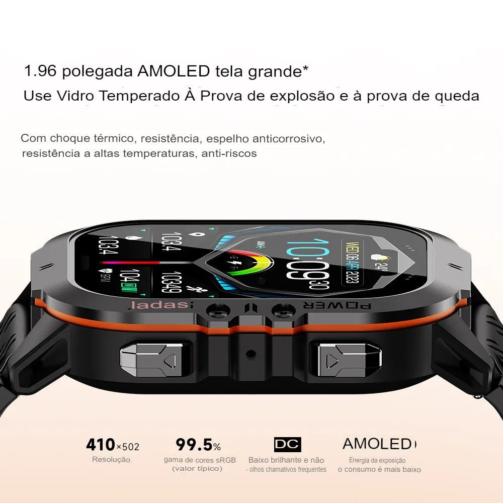 Smartwatch inteligente Militar Impermeável com Bluetooth